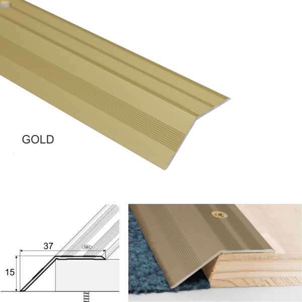 37mm Aluminium Door Floor Trim with Non Slip Carpet Threshold Ramp