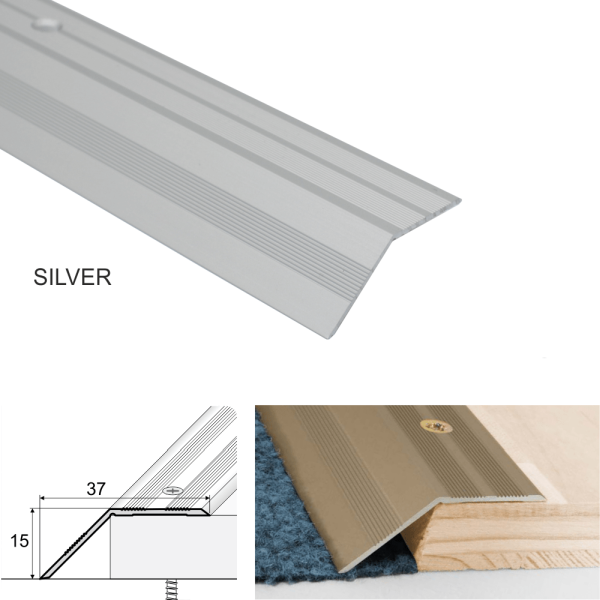 37mm Aluminium Door Floor Trim with Non Slip Carpet Threshold Ramp