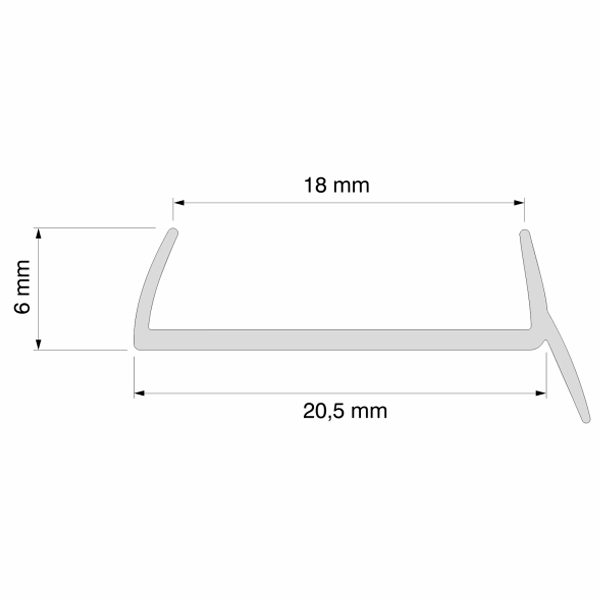 18mm PVC Sealing Strip for Kitchen Plinths