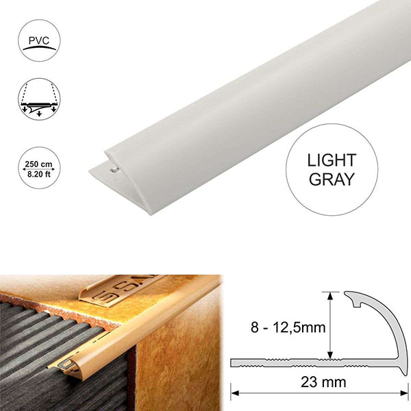 PVC Quadrant Tile Trims with Rounded Edges 8,10,12.5mm