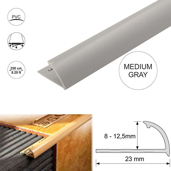 PVC Quadrant Tile Trims with Rounded Edges 8,10,12.5mm