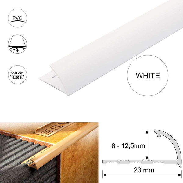 PVC Quadrant Tile Trims with Rounded Edges 8,10,12.5mm