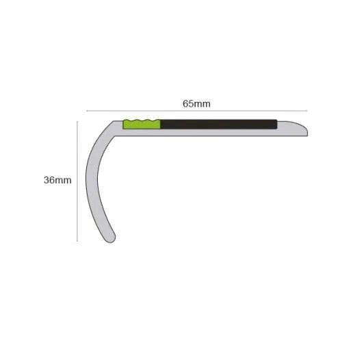 65 x 36mm Tredsafe Aluminator Slimline Non-Slip PVC Stair Nosing