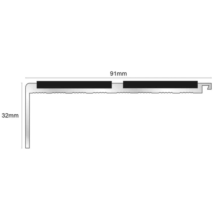 91 x 32mm Stair Edge Nosing with Non Slip Feature