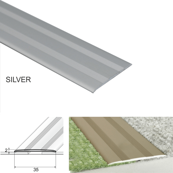 35mm Flat Door Thresholds and Floor Trim in Self Adhesive Aluminum