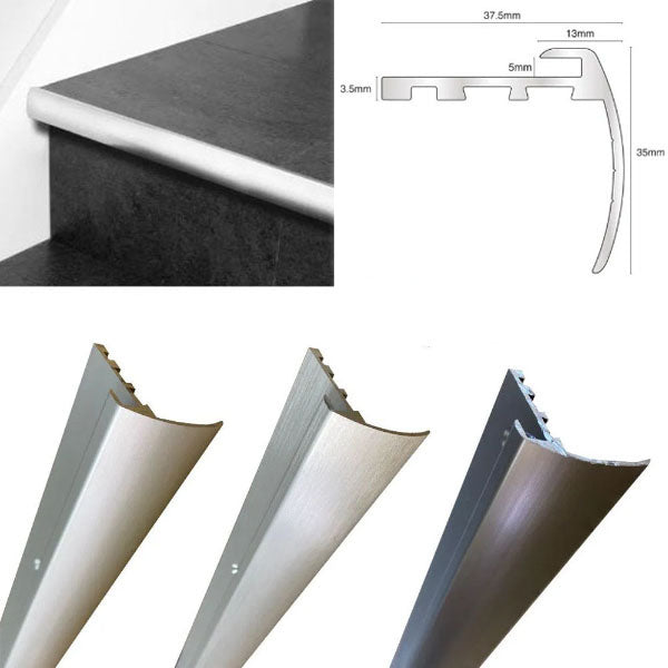 Bull Nose Anodised Aluminium Stair Nosing for 5mm LVT Flooring