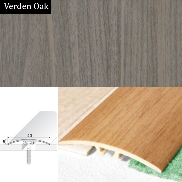 40mm Standard UPVC Wood Effect Door Threshold for Carpet and Wooden Floors