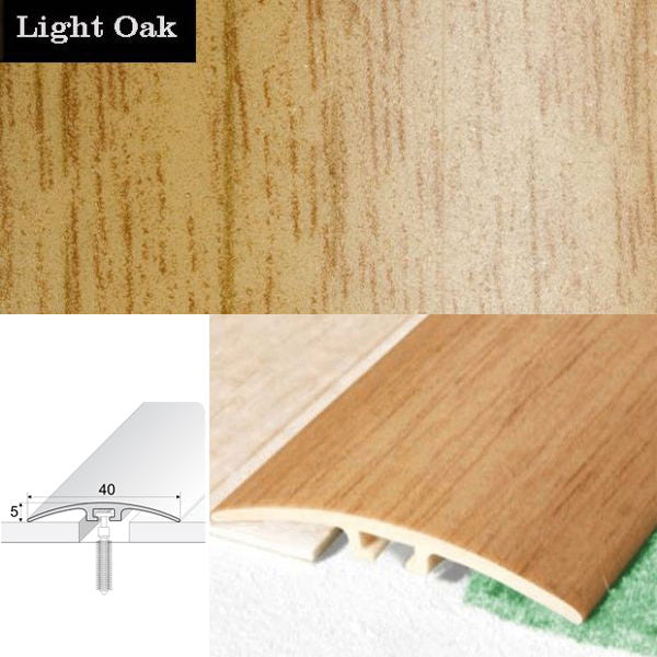 40mm Standard UPVC Wood Effect Door Threshold for Carpet and Wooden Floors