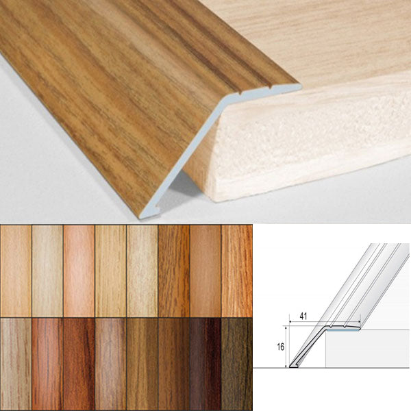 41mm Self Adhesive Aluminum Door Floor Trim with Wood Effect Carpet Threshold Ramp