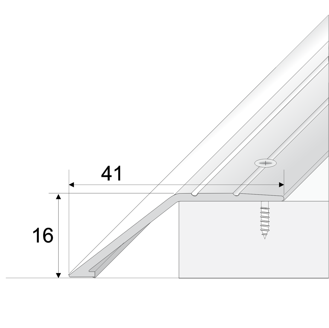 41mm Anodised Aluminium Door Threshold Ramp Profile with Screwfix