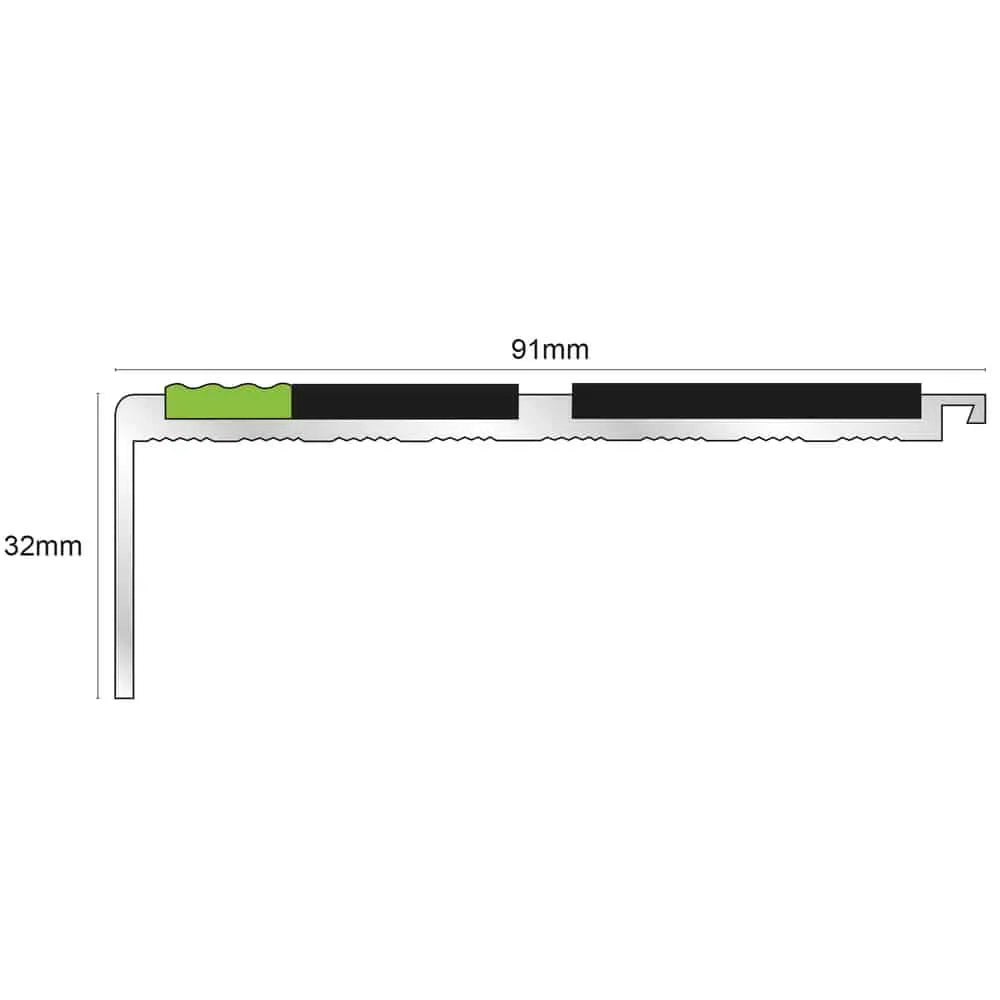 91 x 32mm Anti Slip Tredsafe Stair Nosing