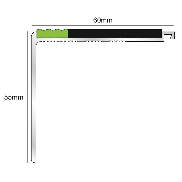 60 x 55mm Non Slip Stair Nosing Edge Trim - DDA Compliant