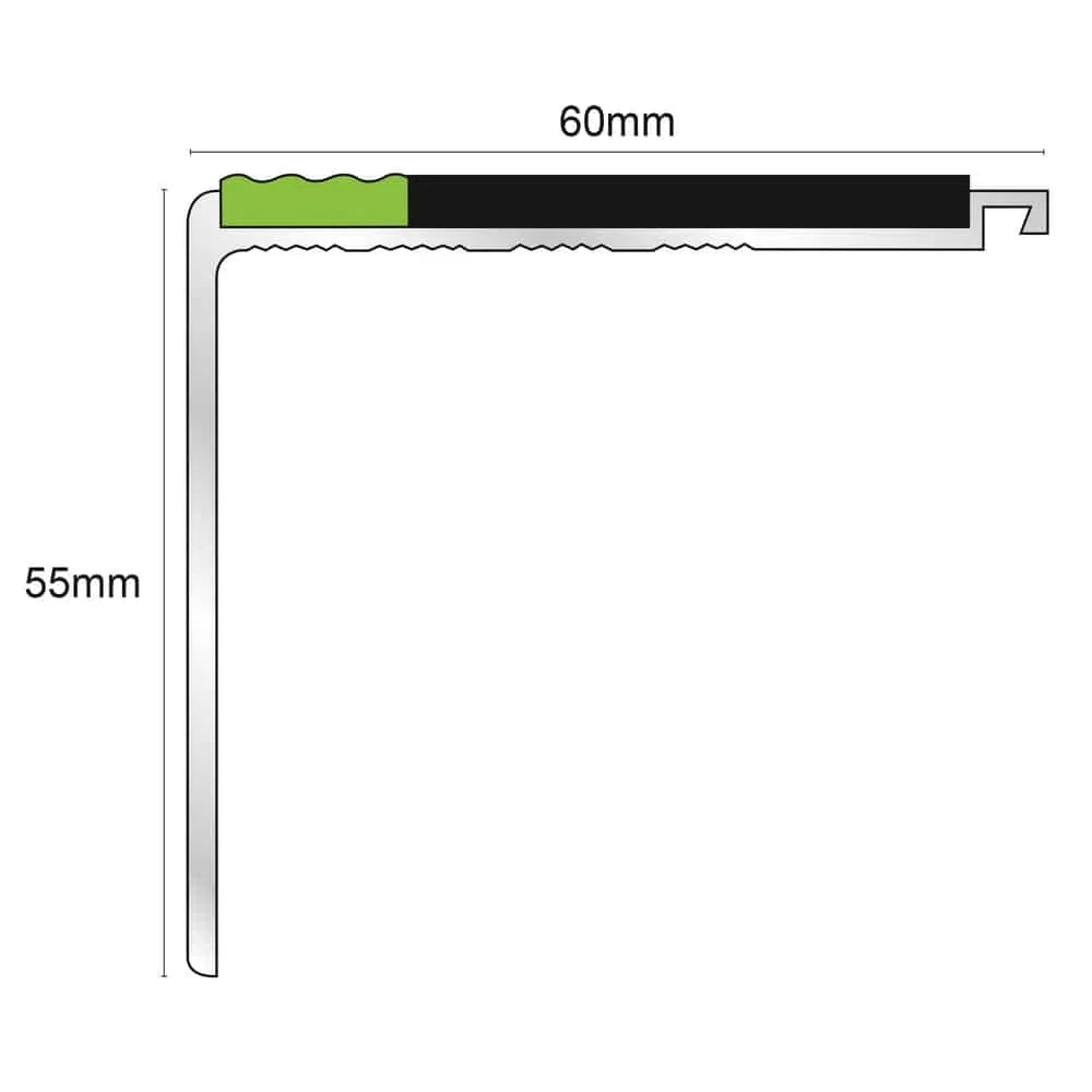 60 x 55mm Tredsafe Non Slip Stair Nosing - DDA Compliant