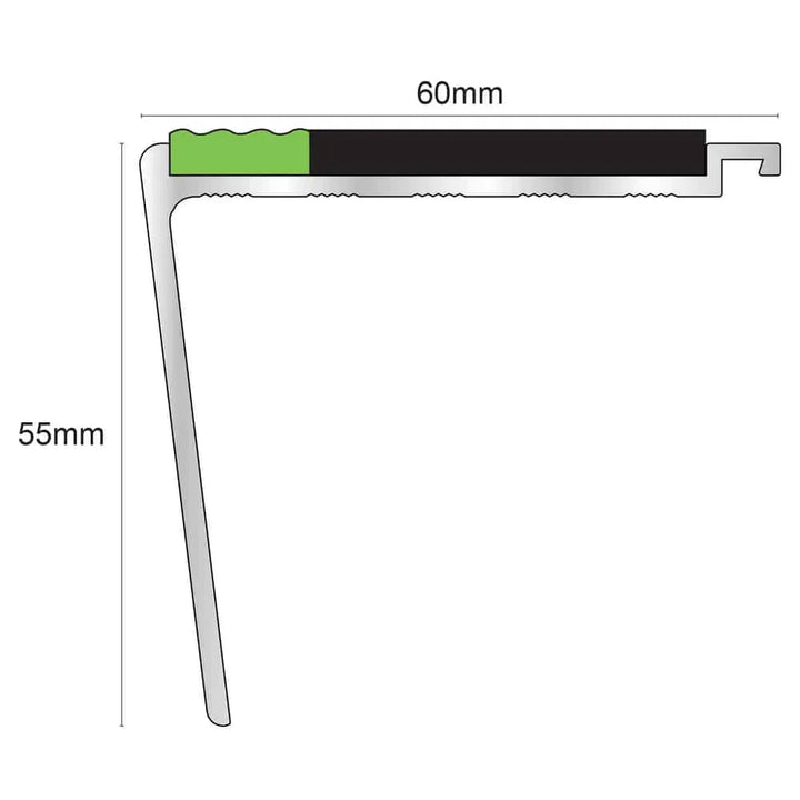 60 x 55mm Tredsafe Stair Nosing Anti Slip Nosing