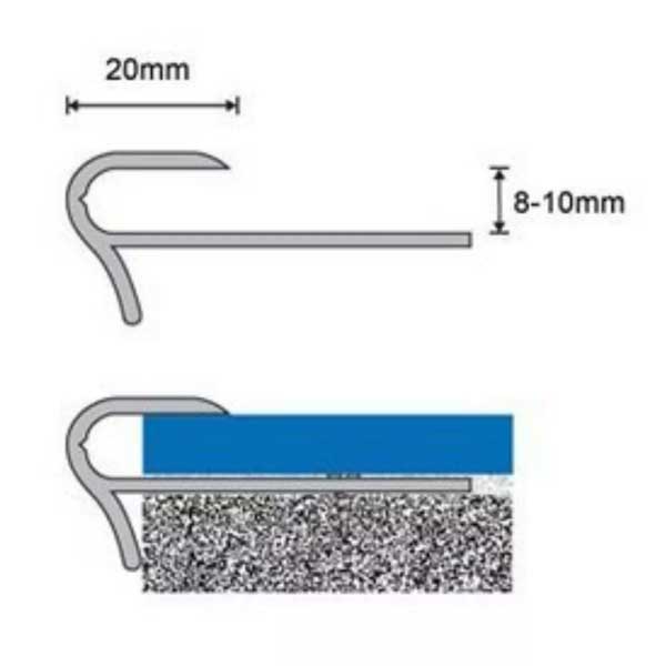 Aluminium Stair Nosing with Oak Edge Floor Trim for 8-10mm Flooring