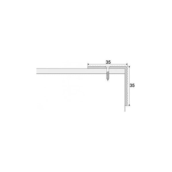 35 x 35mm Anti Slip Stair Nosing Edge Trim in Anodized Aluminum with Screw Fixing