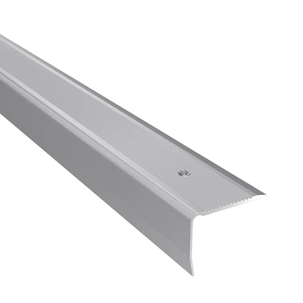 40 x 30mm Screw Fix Stair Nosing Edge Trim in Anodized Aluminum for Wooden, Laminate, and Tile Stairs