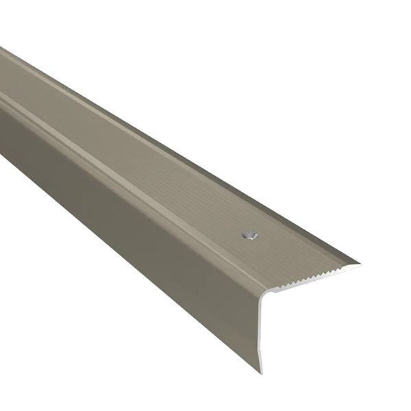 40 x 30mm Screw Fix Stair Nosing Edge Trim in Anodized Aluminum for Wooden, Laminate, and Tile Stairs