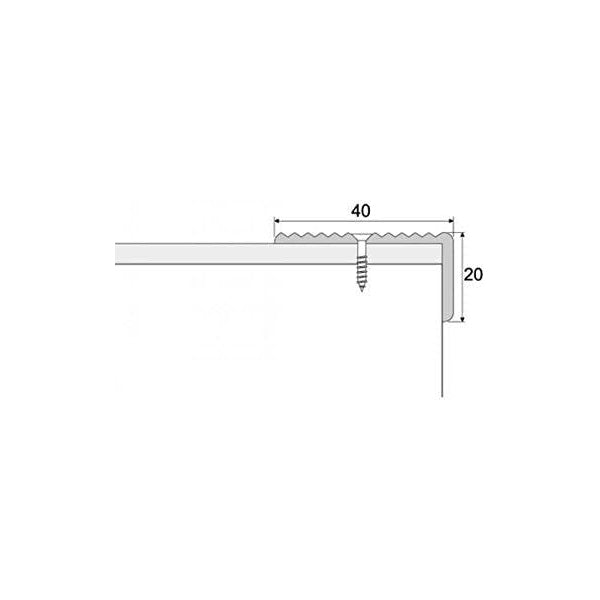 20 x 40mm Anti Slip Edge Trim for Stairs Made from Anodized Aluminum