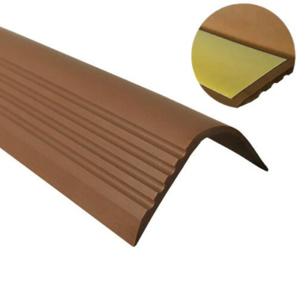 Anti Slip Bullnose Stair Nosing with Self Adhesive PVC Rubber Angle Edge 50 x 40mm