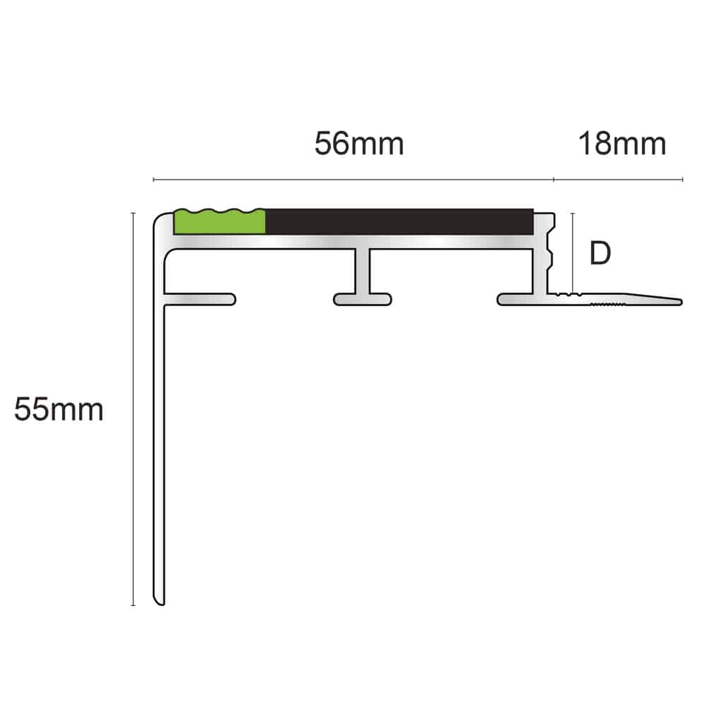 10mm Slimline Heavy Duty Non Slip Stair Nosing for Commercial Use