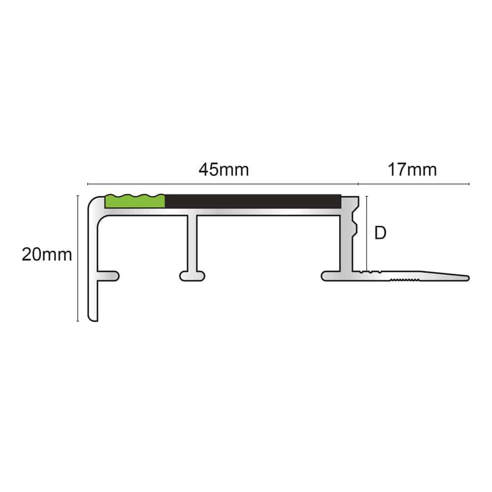 10mm Flooring Commercial Grade Non Slip Slimline Stair Nosing