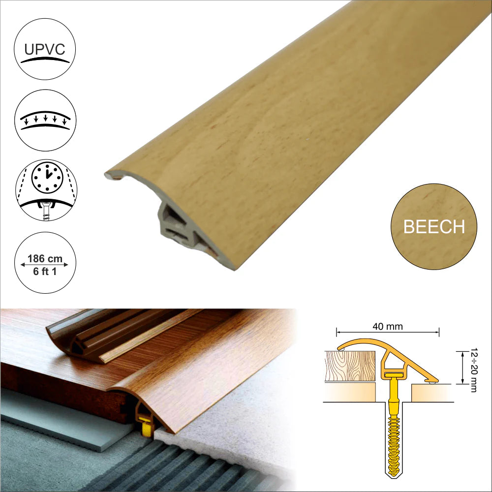 40mm Wood Effect PVC Door Threshold Ramp