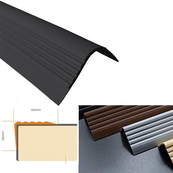 1.2m Highly Flexible Self Adhesive Bullnose Stair Nosing in Rubber for Angle Edges 40 x 25mm