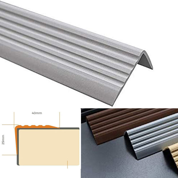 1.2m Highly Flexible Self Adhesive Bullnose Stair Nosing in Rubber for Angle Edges 40 x 25mm