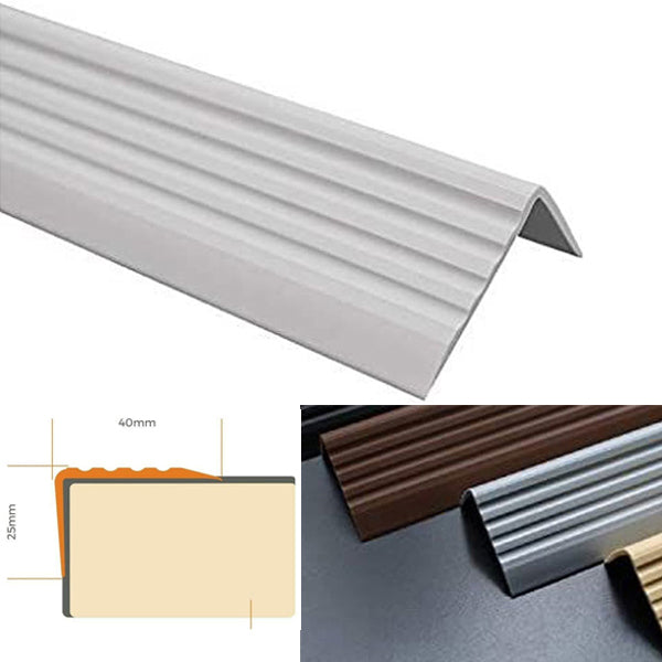 1.2m Highly Flexible Self Adhesive Bullnose Stair Nosing in Rubber for Angle Edges 40 x 25mm