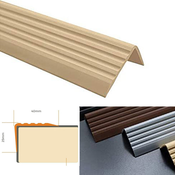 1.2m Highly Flexible Self Adhesive Bullnose Stair Nosing in Rubber for Angle Edges 40 x 25mm