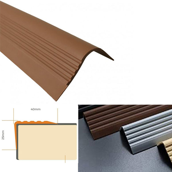 1.2m Highly Flexible Self Adhesive Bullnose Stair Nosing in Rubber for Angle Edges 40 x 25mm