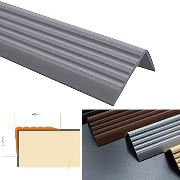 1.2m Highly Flexible Self Adhesive Bullnose Stair Nosing in Rubber for Angle Edges 40 x 25mm