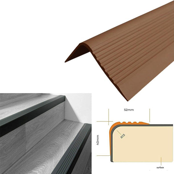 52 x 40mm PVC Rubber Bullnose Stair Nosing for Angle Step Edges