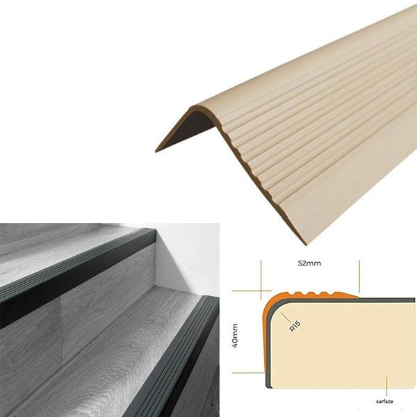 52 x 40mm PVC Rubber Bullnose Stair Nosing for Angle Step Edges