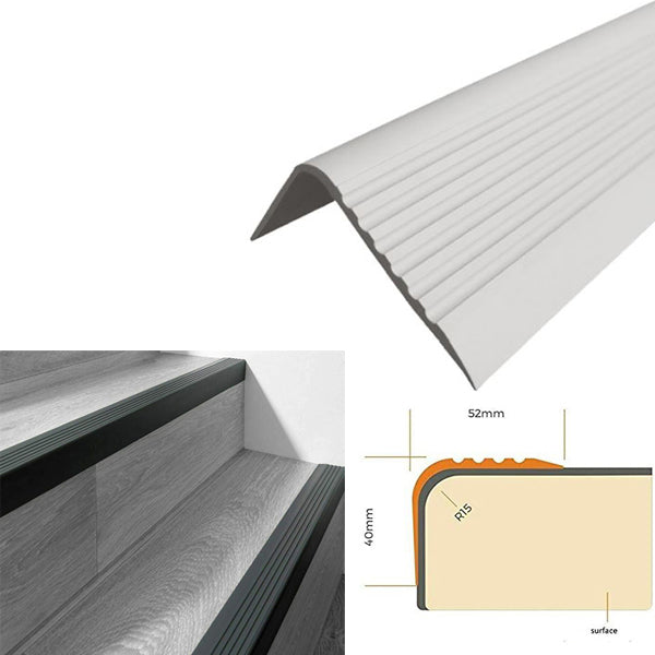 52 x 40mm PVC Rubber Bullnose Stair Nosing for Angle Step Edges