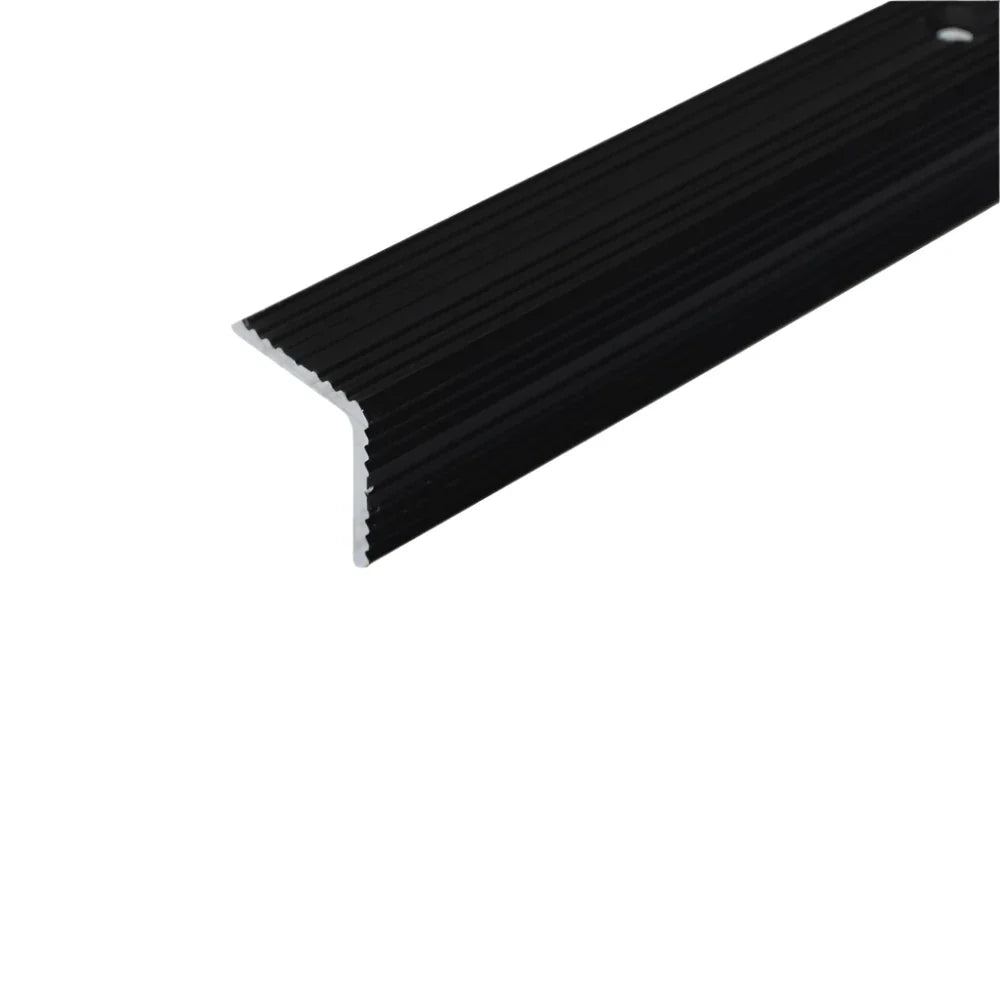 20 x 20mm Anodised Aluminum Stair Nosing Trim with Non Slip Ribbed Treads