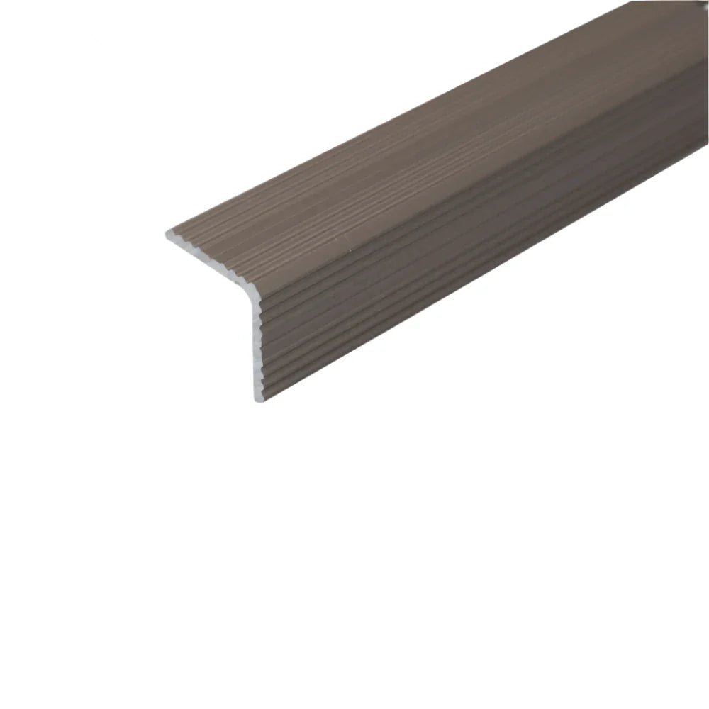 20 x 20mm Anodised Aluminum Stair Nosing Trim with Non Slip Ribbed Treads