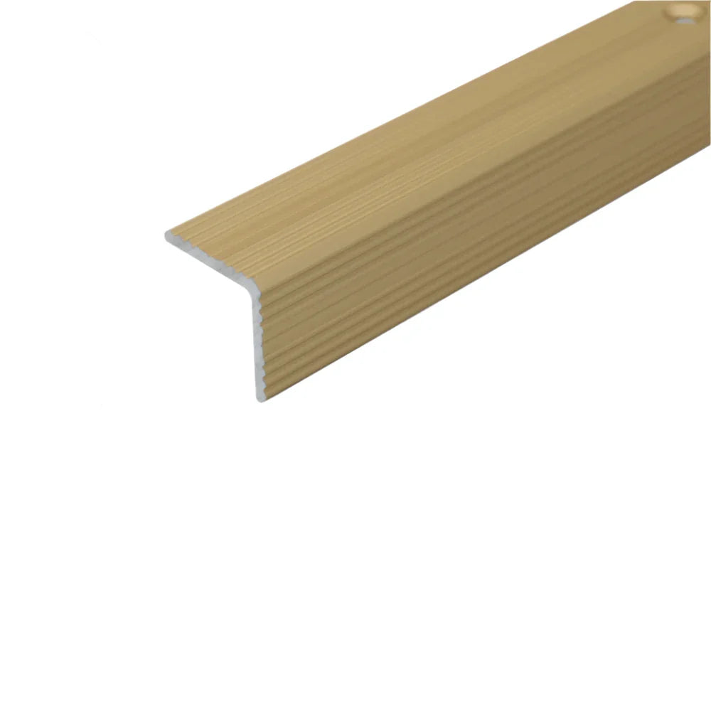 20 x 20mm Anodised Aluminum Stair Nosing Trim with Non Slip Ribbed Treads