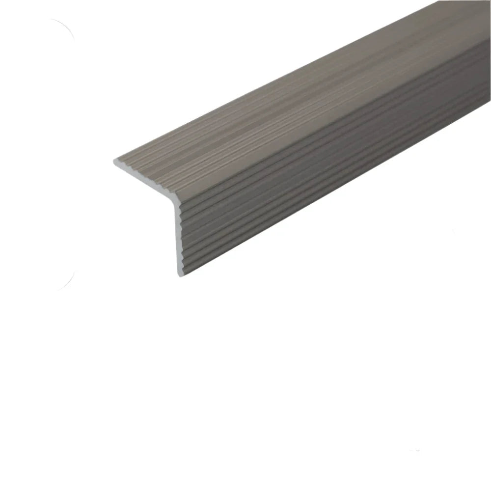 20 x 20mm Anodised Aluminum Stair Nosing Trim with Non Slip Ribbed Treads