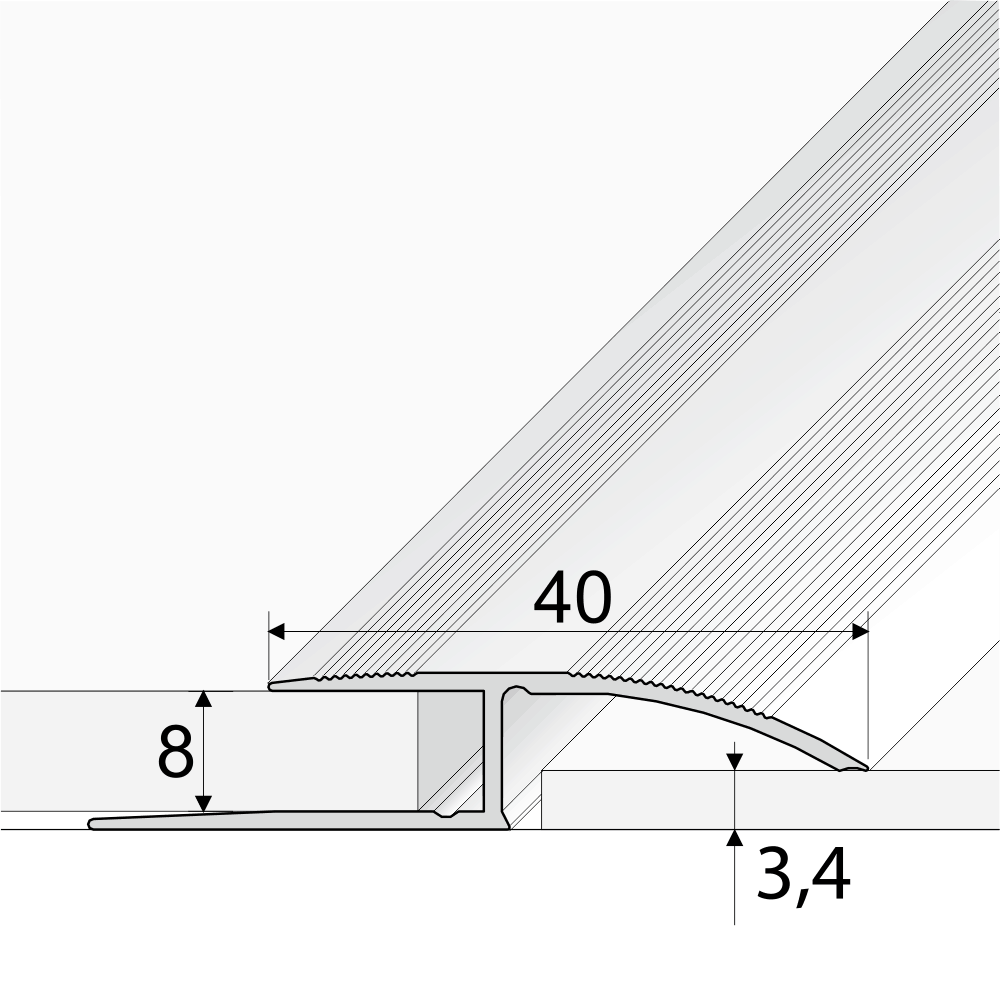 40mm Anodised Aluminium Ramp Profile for Door Thresholds - 900mm Length, Simple Setup