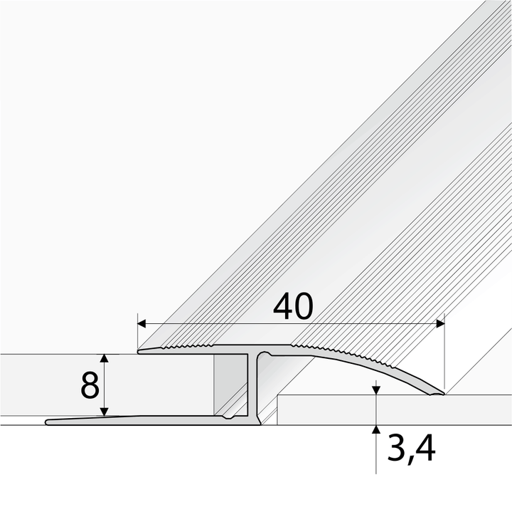 40mm Anodised Aluminium Ramp Profile for Door Thresholds - 900mm Length, Simple Setup