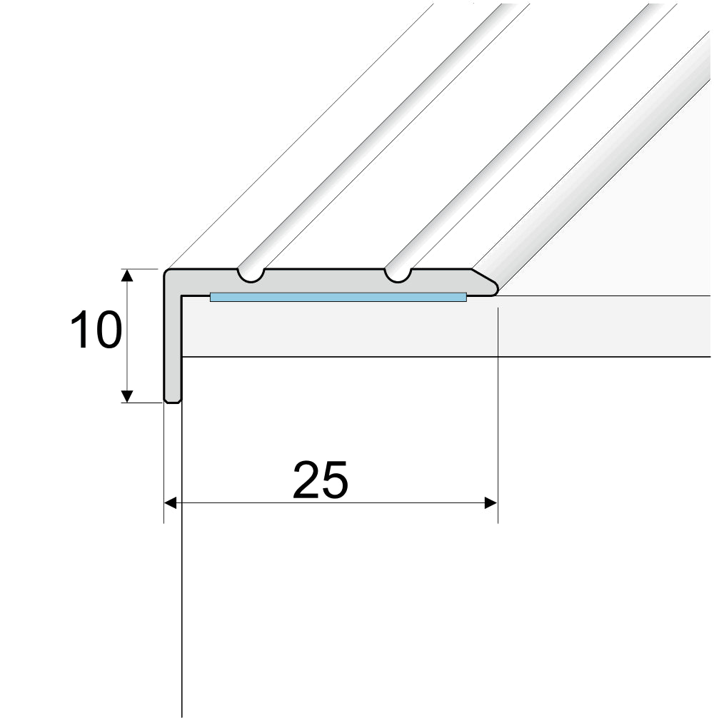 25 x 10mm Self Adhesive Anodised Aluminium Stair Nosing Edge Trim – Sleek, Screw Free, 2.7m Length