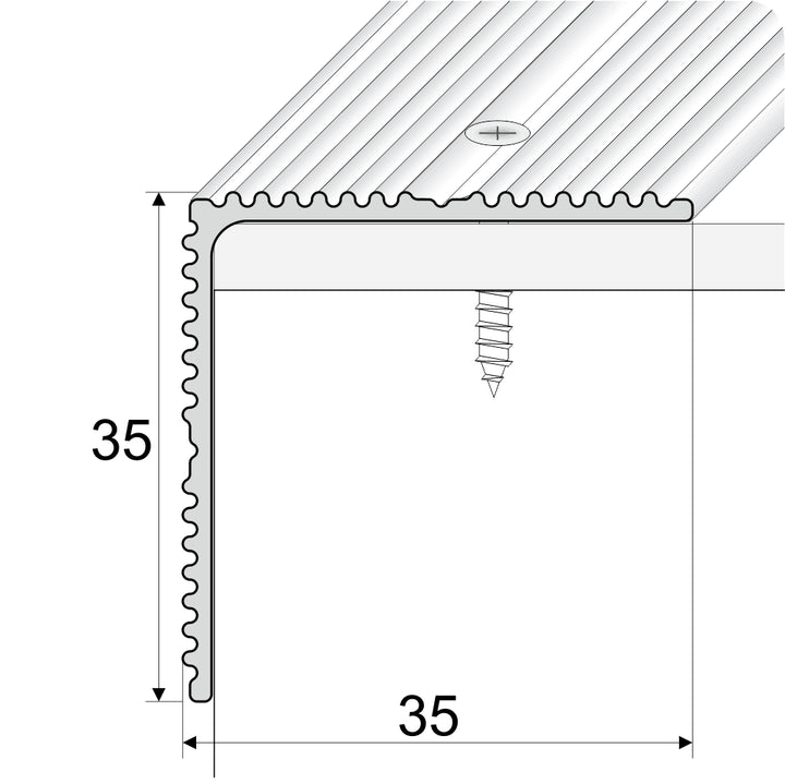 35x35mm Anodised Aluminium Non-Slip Ribbed Stair Nosing – Edge Trim for Enhanced Safety