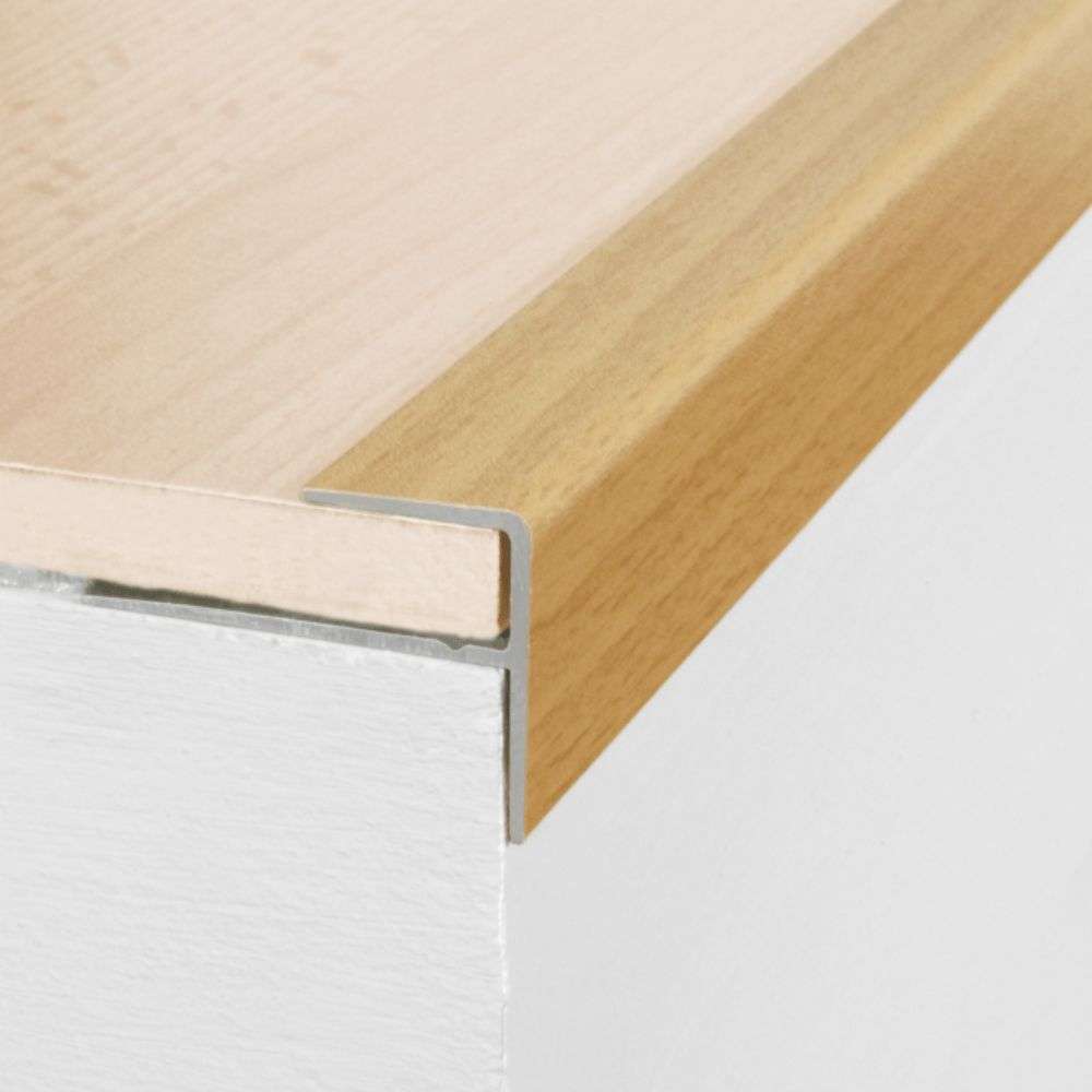 15 x 22mm Push-In Stair Nosing Edge Trim in Anodized Aluminium