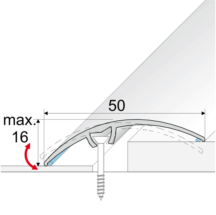 50mm Aluminium Door Threshold Strip with Wood Effect Finish