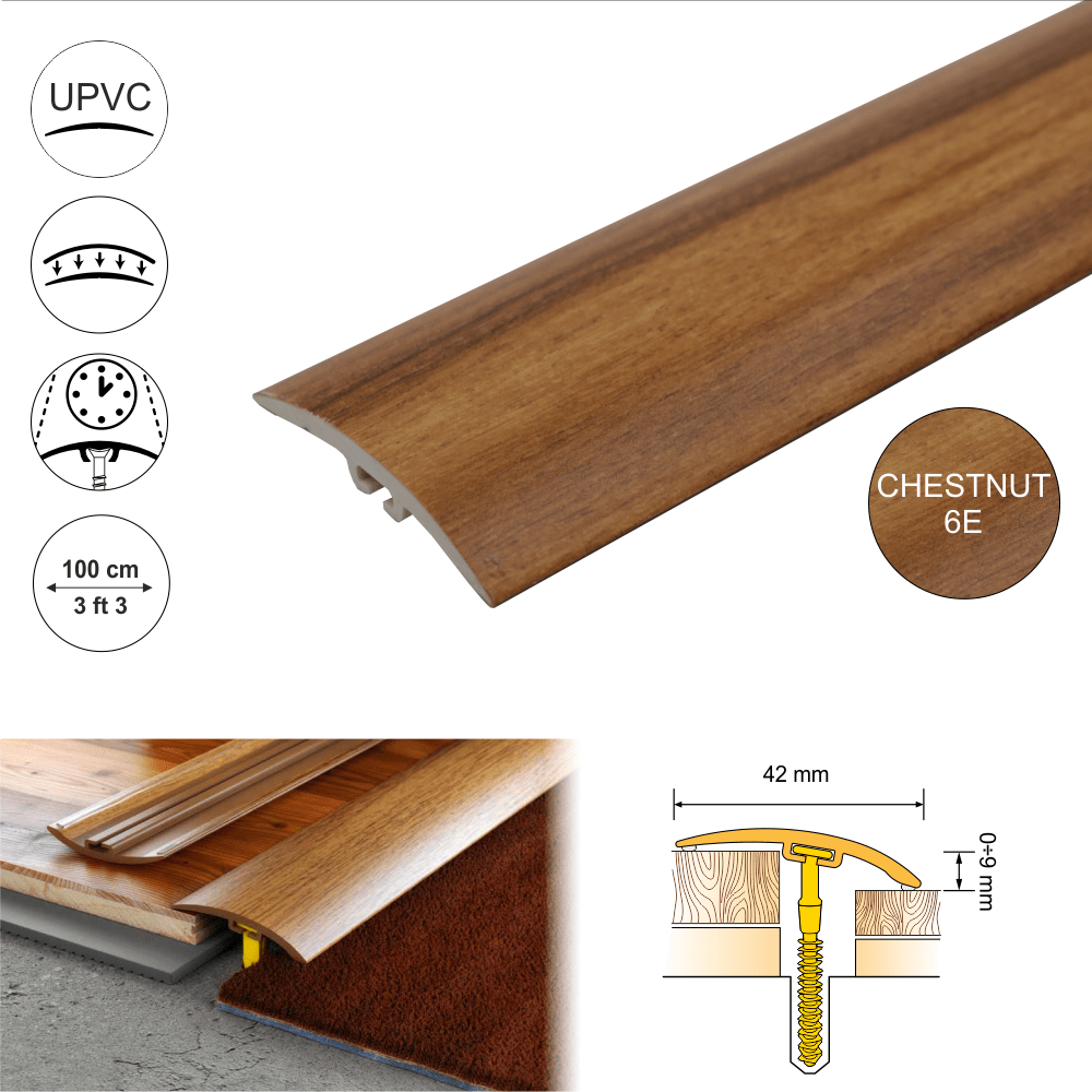 42mm PVC Threshold Strip with Wood Finish