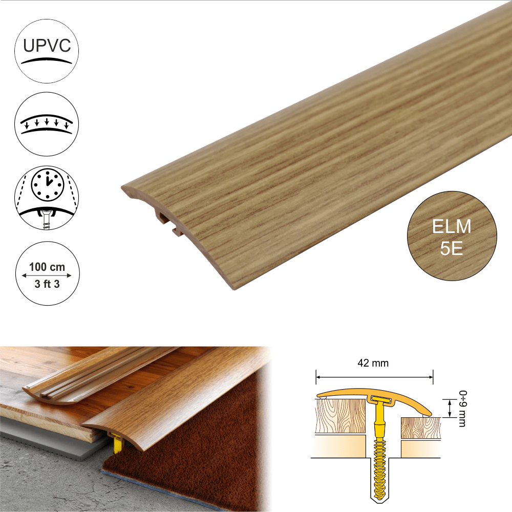 42mm PVC Threshold Strip with Wood Finish