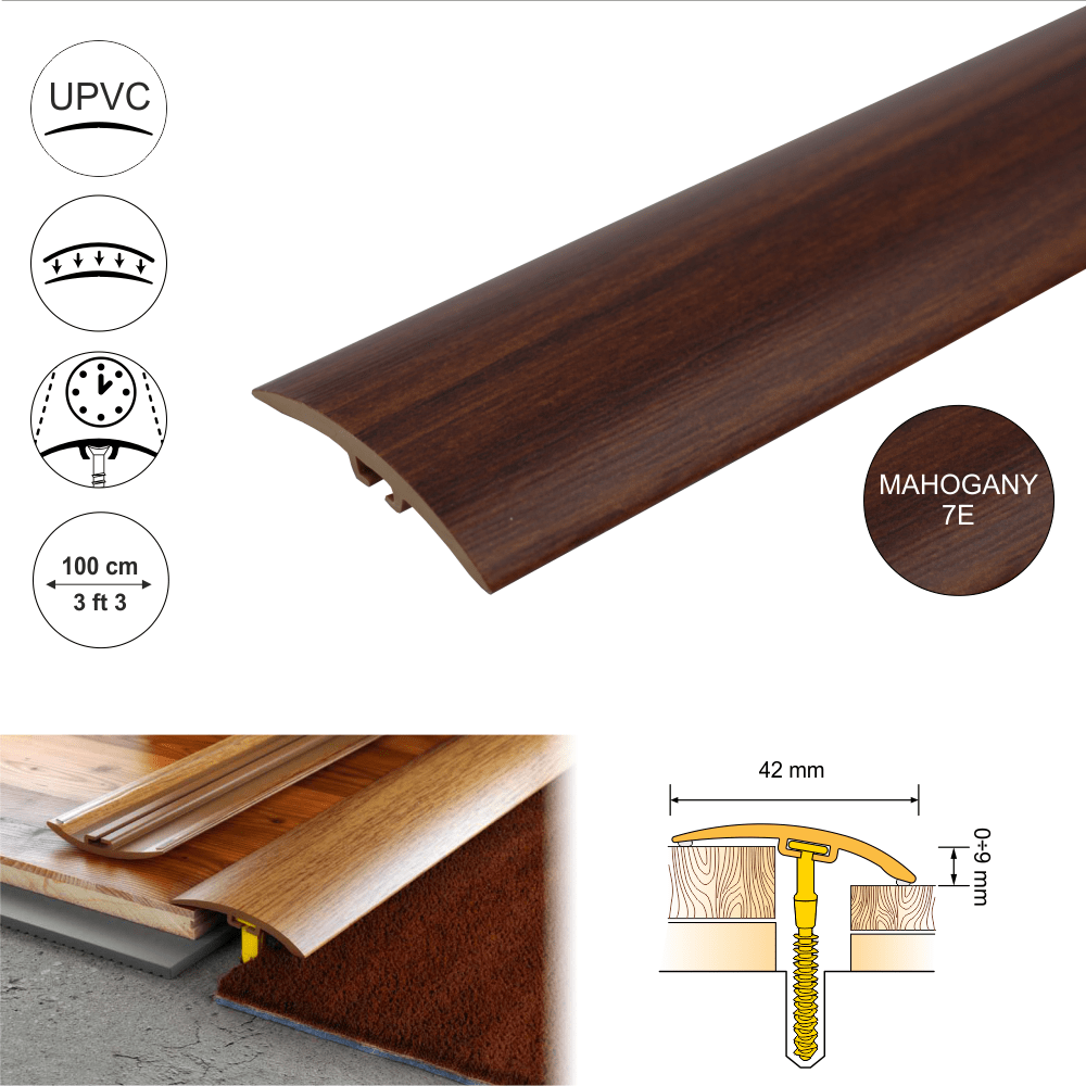 42mm PVC Threshold Strip with Wood Finish