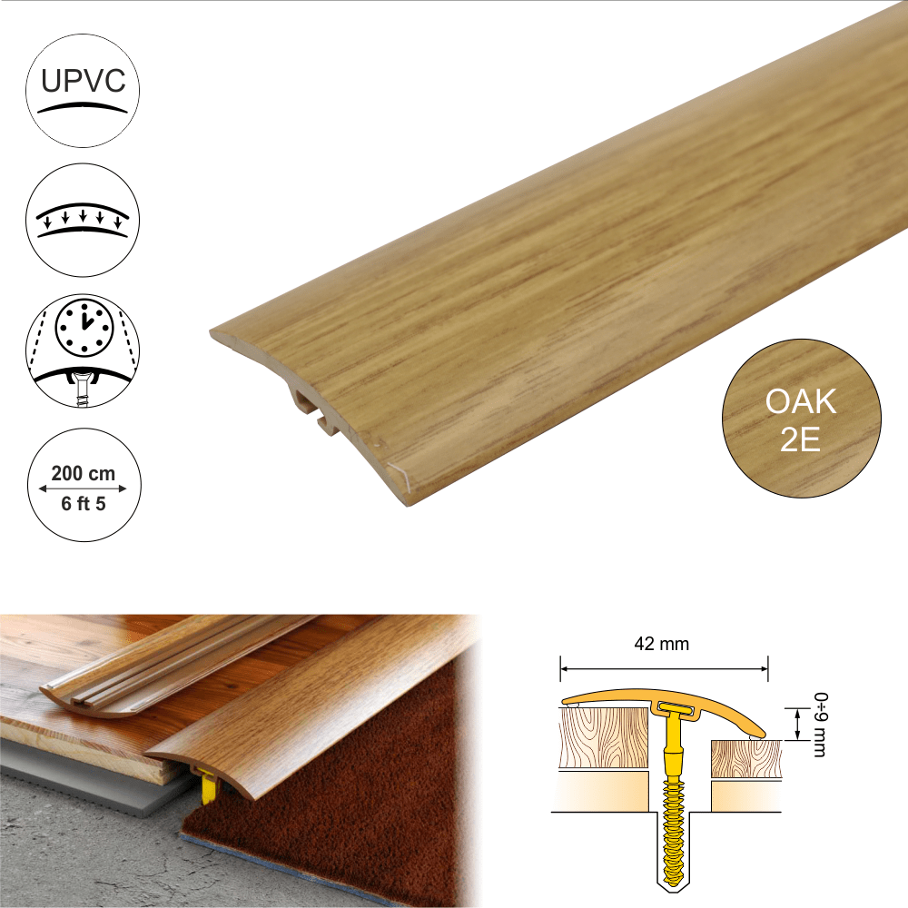 42mm PVC Threshold Strip with Wood Finish